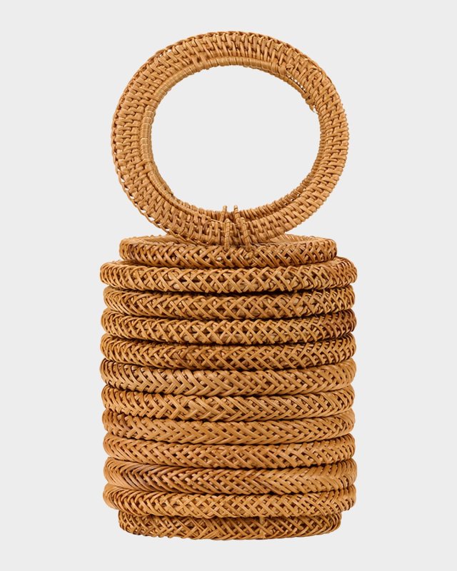 Yasmina Rattan Ring Top-Handle Bag